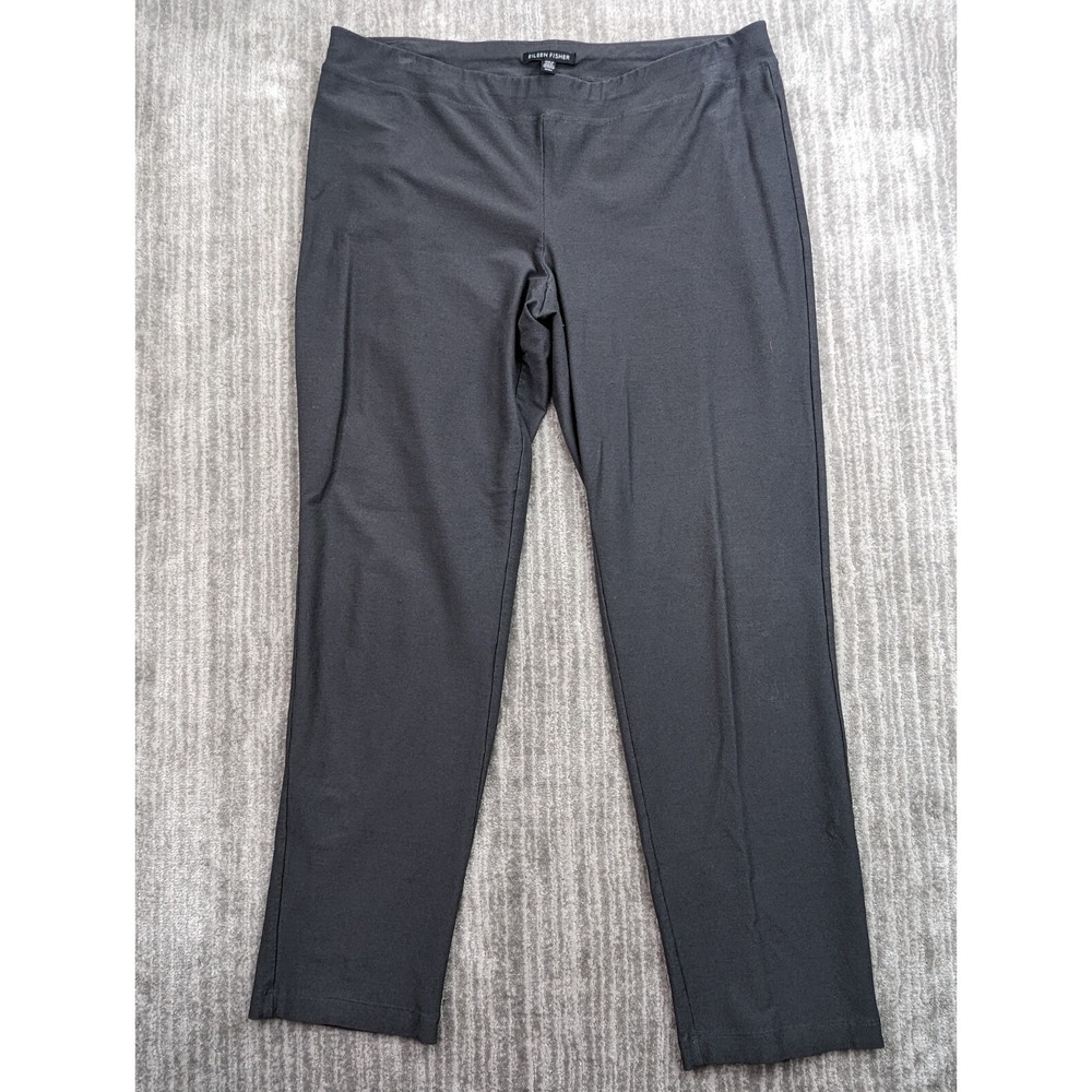Eileen Fisher Pants Womens Medium Gray Viscose Capri Pull On Stretch Made in USA